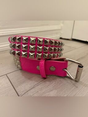 Dolls Kill Hot Pink Pyramid Studded Belt
